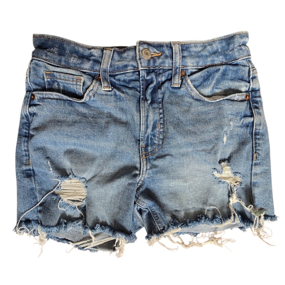 Old Navy OG Short High Rise Distressed Denim Cutoff‎ Shorts Blue Womens Size 0